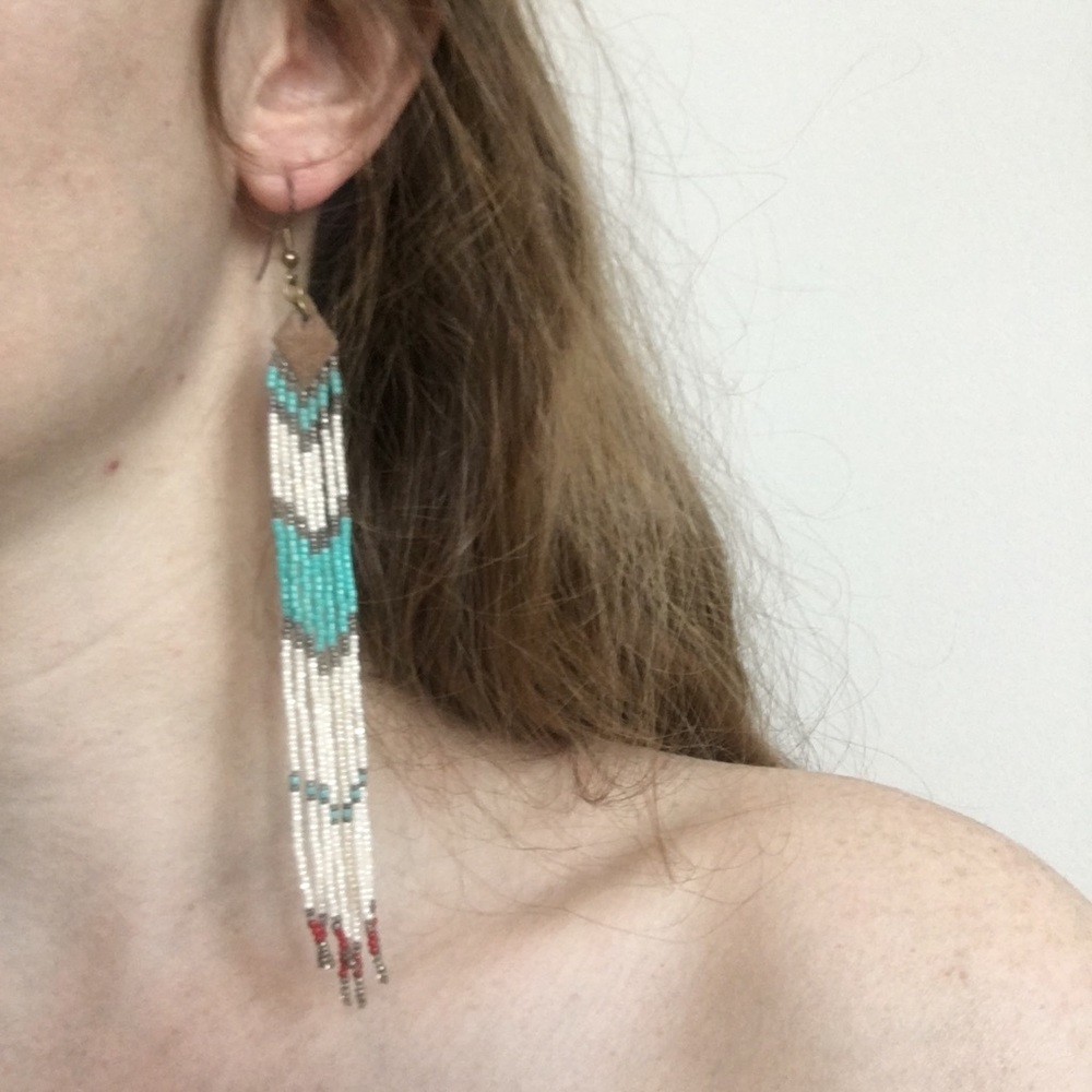Beautiful Boho Leather Dangling Earrings